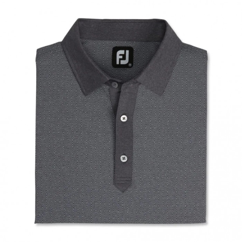 Footjoy Diamond Line Print Lisle Self Collar Uomo Camicie Nere / Bianche | 712GYBXKA