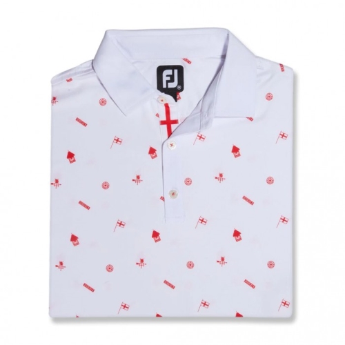 Footjoy Kent Coast Lisle Print Self Collar Uomo Camicie Bianche | 427FWDKET