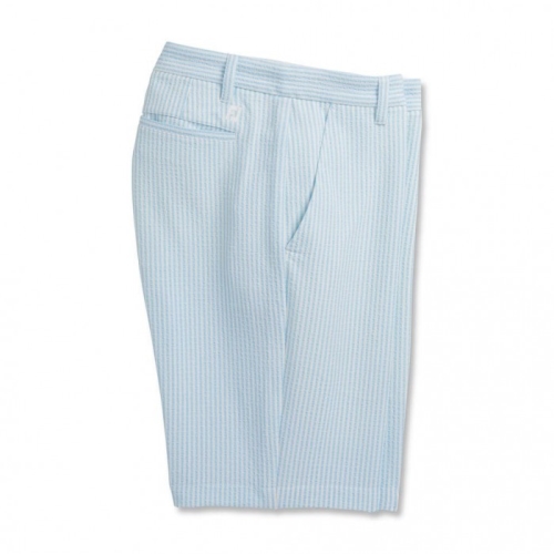 Footjoy Limited Edition Seersucker 10 Inch Inseam Stripe Shorts Uomo Pantaloncini Blu Chiaro / Bianc