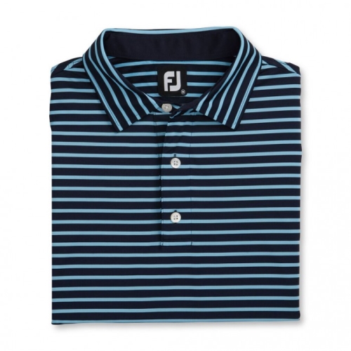 Footjoy Lisle 2-Color Stripe Self Collar Uomo Camicie Blu Marino / Blu Chiaro | 186VPOCJB