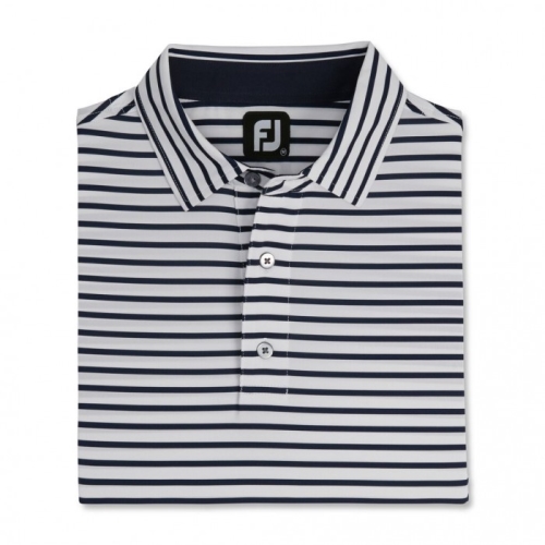 Footjoy Lisle 2-Color Stripe Self Collar Uomo Camicie Bianche / Blu Marino | 269UXONAF