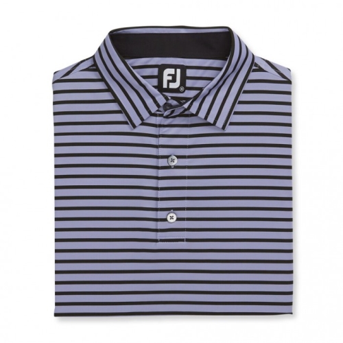 Footjoy Lisle 2-Color Stripe Self Collar Uomo Camicie Lavanda / Nere | 625ZNSLYV