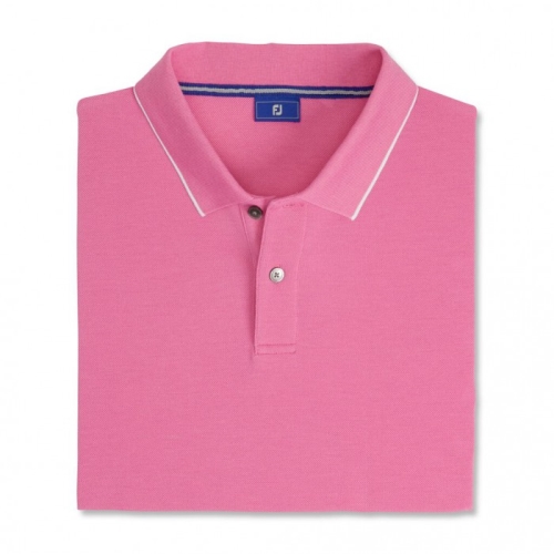 Footjoy Pique Tipped Polo Uomo Camicie Rosa | 983KRYSBI