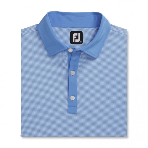 Footjoy Stretch Lisle Mini Check Print Uomo Camicie Blu / Bianche | 021IRHWME