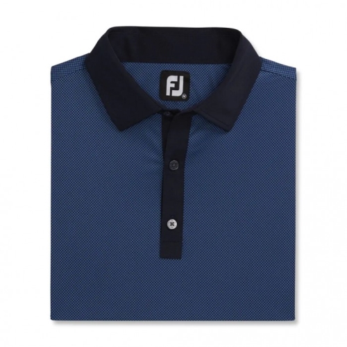 Footjoy Stretch Lisle Mini Check Print Uomo Camicie Blu Marino / Blu | 962JGQSLA