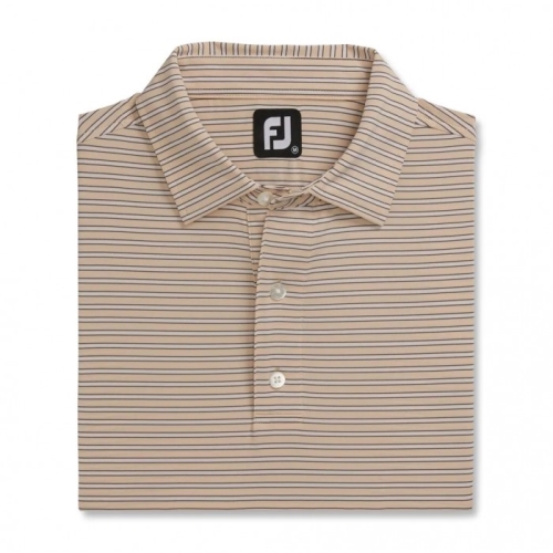 Footjoy Stretch Lisle Pinstripe Uomo Camicie Corallo / Bianche / Grigie | 765HZTCFQ